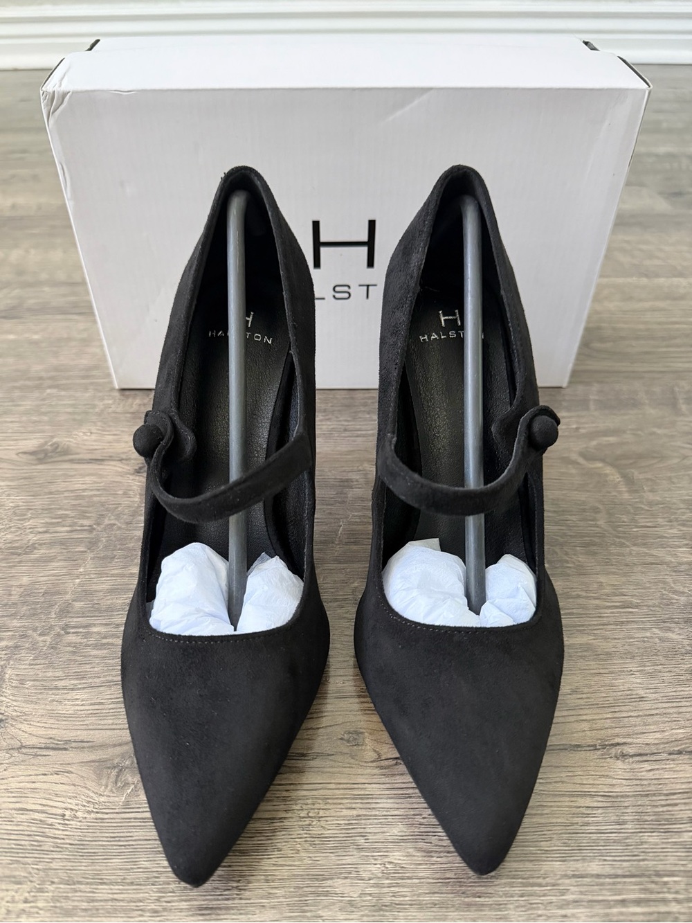 H Halston Womens Sicily Black Mary Jane Pumps Size 6.5 Whimsigoth Pointed Toe - Picture 4 of 11